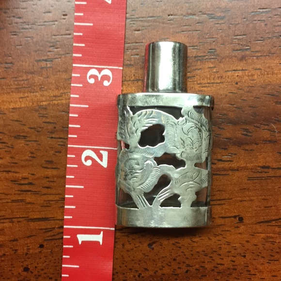Vintage Sterling Silver Glass Perfume Bottle Mexico - Picture 5 of 8